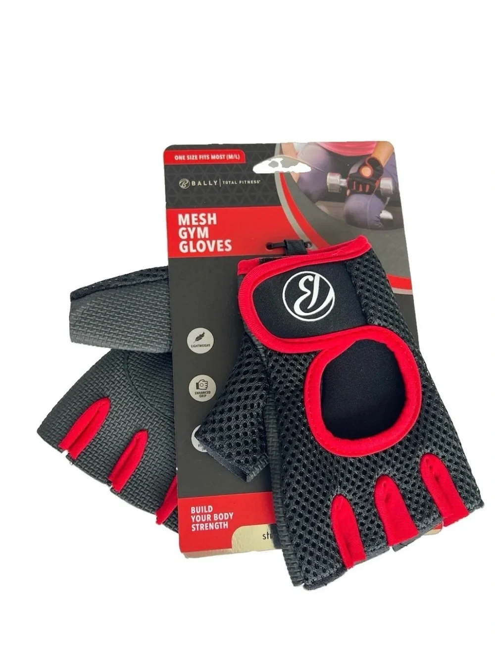 Bally Total Fitness Fingerless Mesh Training Gloves One Size Fits Most M/L